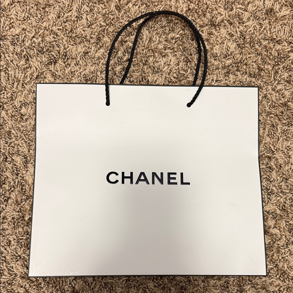 Chanel Classic White Storage Bag with Black Accents